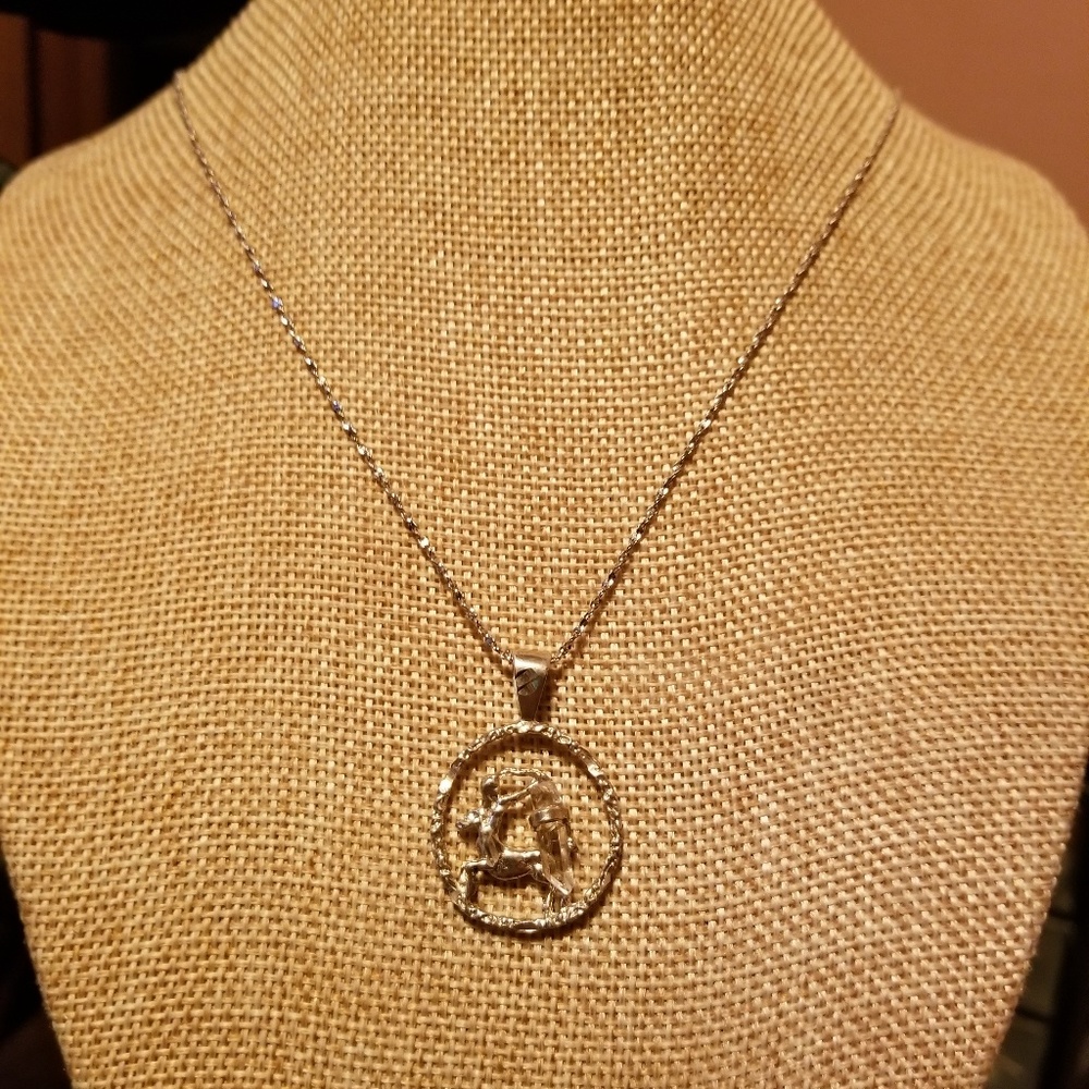 Sagittarius Sterling Silver Diamond Necklace